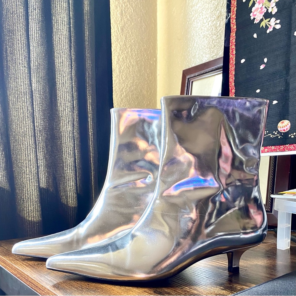 Zara Silver Leather boots 38